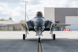 F-35A sits on flightline