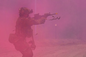 U.S. and French soldiers conduct a joint CBRN and Military Operation Urban Terrain (MOUT) training in Lithuania
