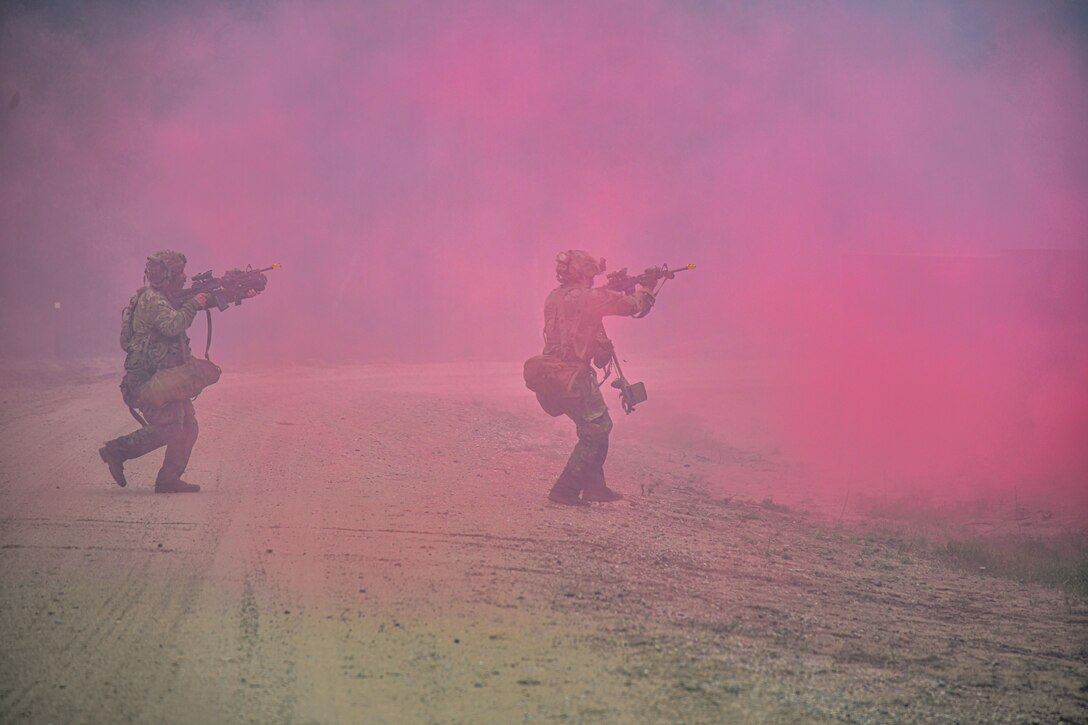 U.S. and French soldiers conduct a joint CBRN and Military Operation Urban Terrain (MOUT) training in Lithuania