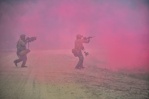U.S. and French soldiers conduct a joint CBRN and Military Operation Urban Terrain (MOUT) training in Lithuania