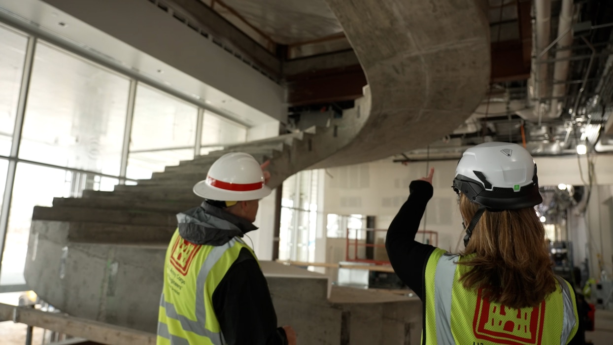 Heather Duggan, area engineer from the U.S. Army Corps of Engineers, Omaha District Rocky Mountain Area Office tours construction at the U.S. Air Force Academy.