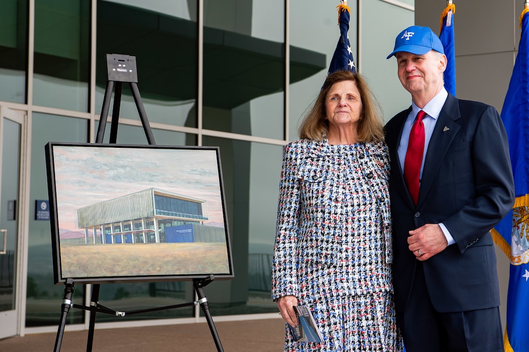 Retired U.S. Air Force Lt. Col. Paul Madera and his wife, Joan, at the Madera Cyber Innovation Center ribbon-cutting ceremony at the U.S. Air Force Academy, April 25, 2025.