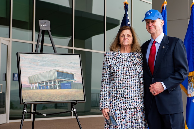 Retired U.S. Air Force Lt. Col. Paul Madera and his wife, Joan, at the Madera Cyber Innovation Center ribbon-cutting ceremony at the U.S. Air Force Academy, April 25, 2025.