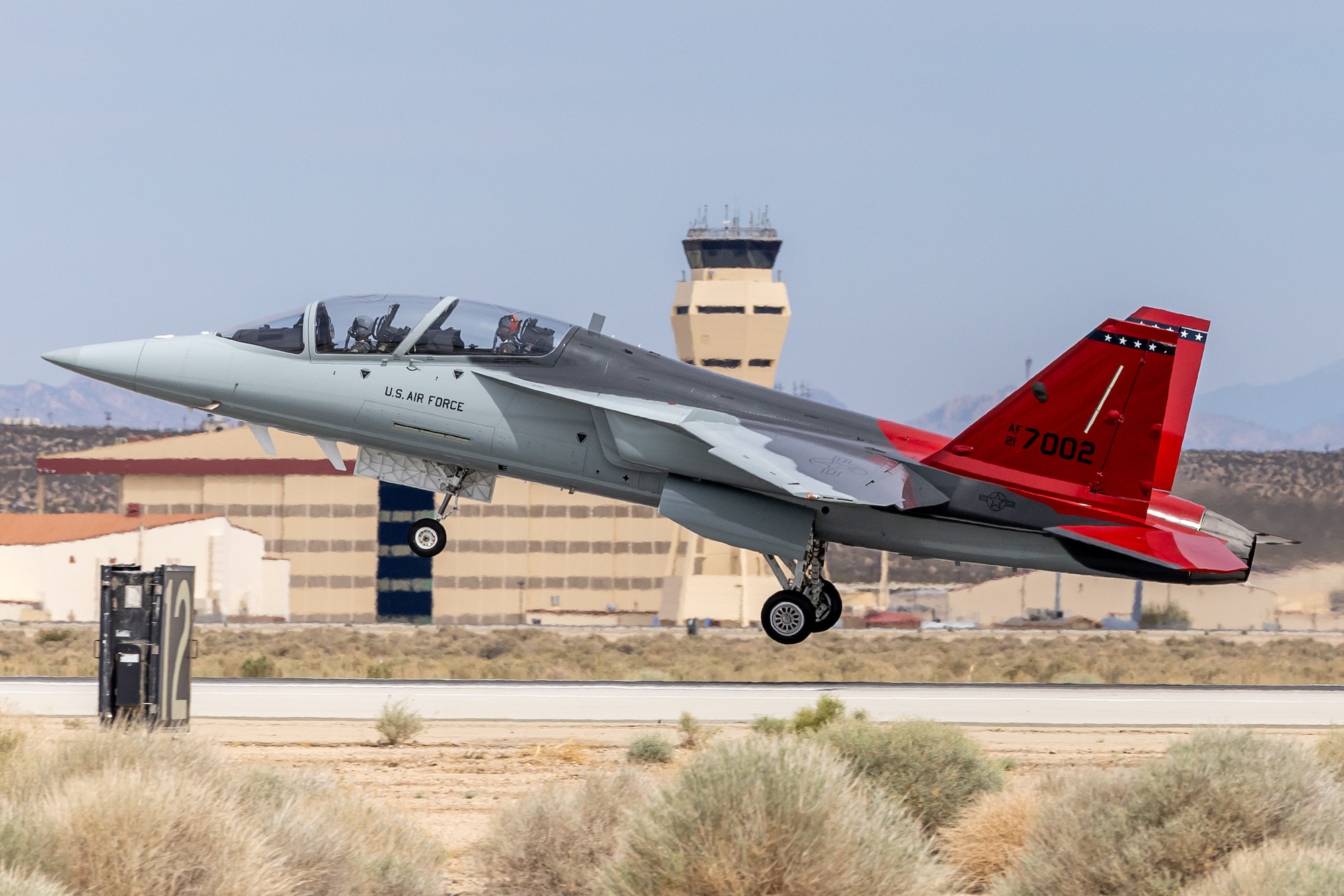 U.S. Air Force Lt. Gen. Brian S. Robinson, commander of Air Education and Training Command (AETC), made history as the first non-test pilot to fly the T-7A Red Hawk. (U.S. Air Force photo by CJ Raterman)