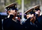 WASHINGTON (April 1, 2025) - Chief Petty Officers from the National Capital Region area of operations, salute during a ceremony commemorating the 132nd birthday of the Navy Chief. (U.S. Navy Photo by Mass Communication Specialist 1st Class Griffin Kersting)