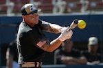 Army 1st Sgt. Steven Cox, the first sergeant assigned to the Minnesota National Guard’s Faribault-based 224th Transportation Company, hits a ball during the Armed Forces Softball Tournament, 2024, in Oklahoma City, Oklahoma.