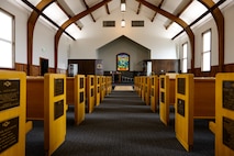 The Hill Aerospace Museum's Mazer Chapel spent two years under renovation and is set to reopen May 30. The chapel was built in 1942 and is one of the oldest buildings associated with the base. (U.S. Air Force photo by R. Nial Bradshaw)
