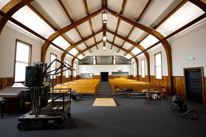 The Hill Aerospace Museum's Mazer Chapel spent two years under renovation and is set to reopen May 30. The chapel was built in 1942 and is one of the oldest buildings associated with the base. (U.S. Air Force photo by R. Nial Bradshaw)