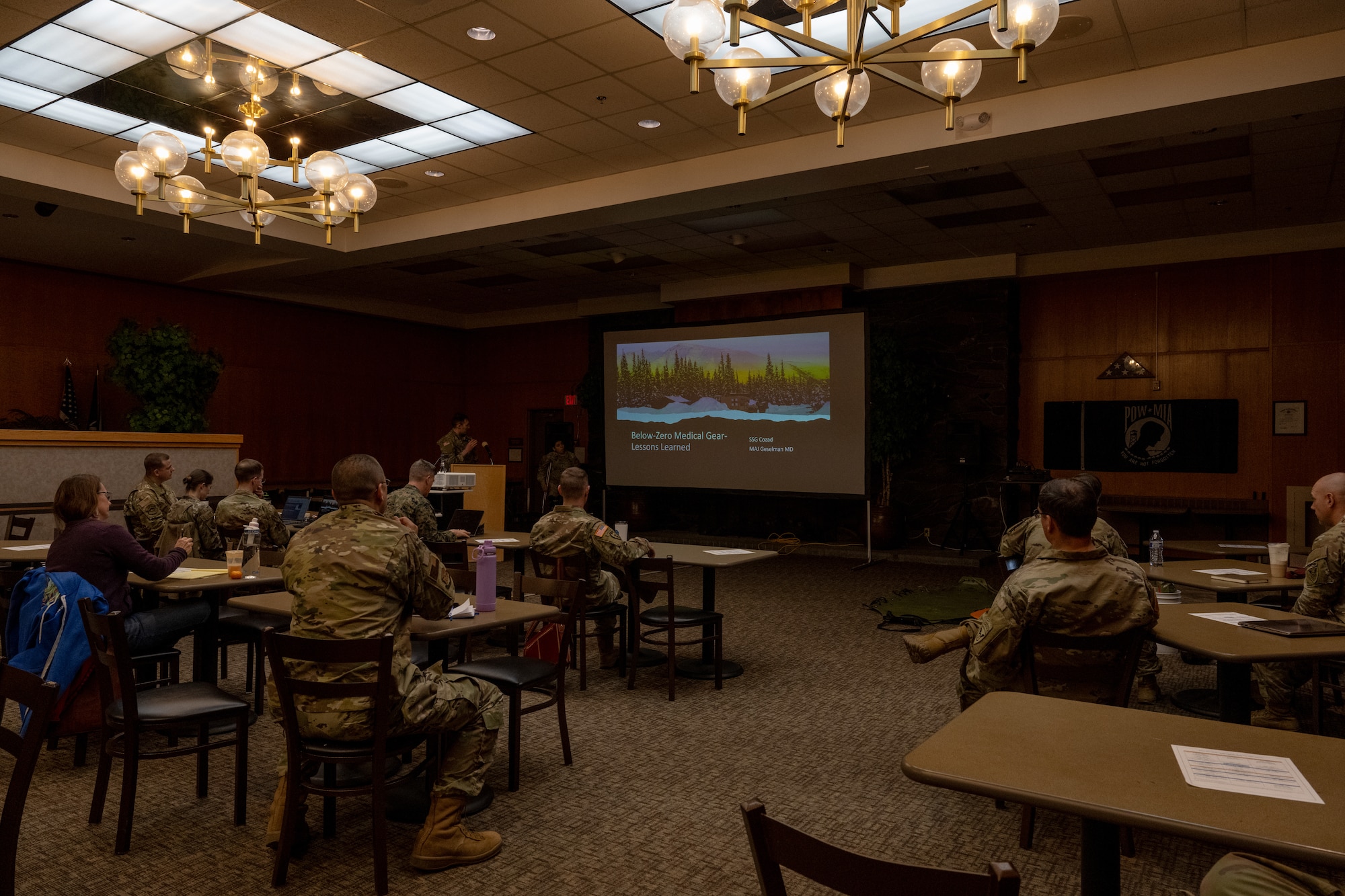 The symposium was a three-day course that trained medical personnel on operating in harsh weather environments. The 11th Airborne Division and the 673d MDG presented briefs, showcased hands-on techniques and demonstrated the use of mission-ready equipment.