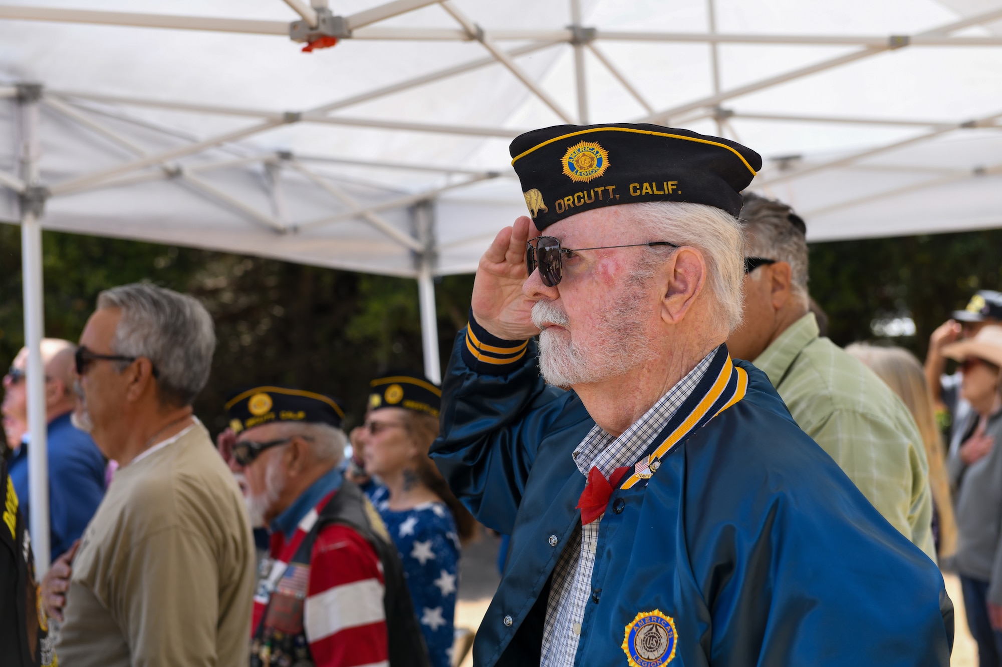 Attendees pay their respects during a Memorial Day ceremony in Orcutt, Calif., May 26, 2025. Team Vandenberg leadership participated in Memorial Day ceremonies alongside community members in Lompoc, Santa Maria, Solvang, Orcutt, Ojai, and Santa Barbara. Collectively, they paid tribute to the fallen heroes who made the ultimate sacrifice in service and defense of our nation. (U.S. Space Force photo by Master Sgt. Eric Burks)