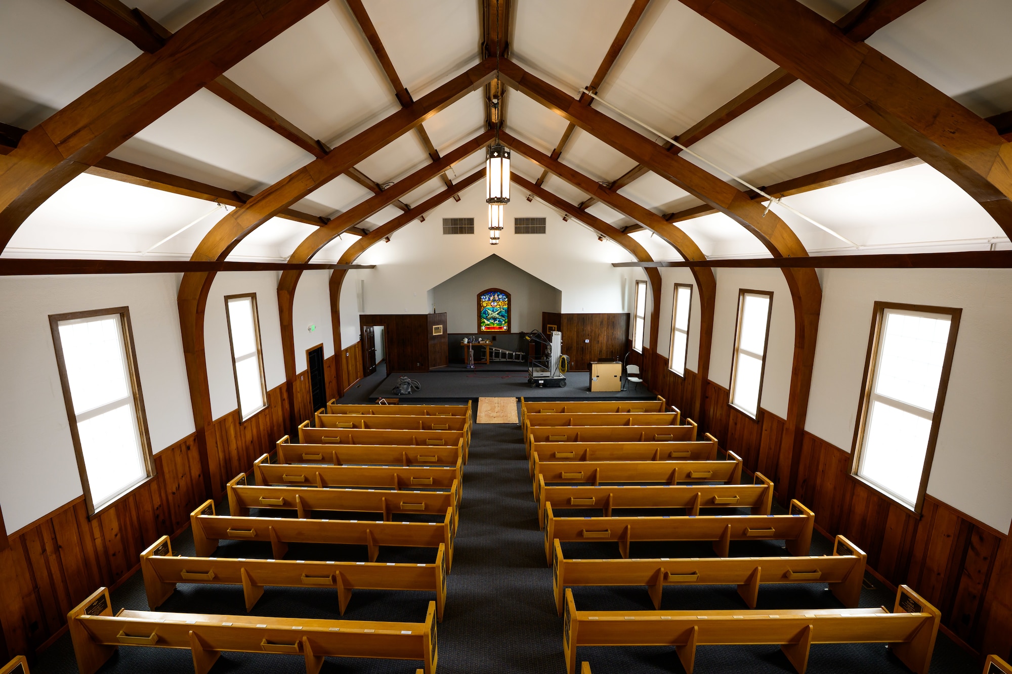 The Hill Aerospace Museum's Mazer Chapel spent two years under renovation and is set to reopen May 30. The chapel was built in 1942 and is one of the oldest buildings associated with the base. (U.S. Air Force photo by R. Nial Bradshaw)