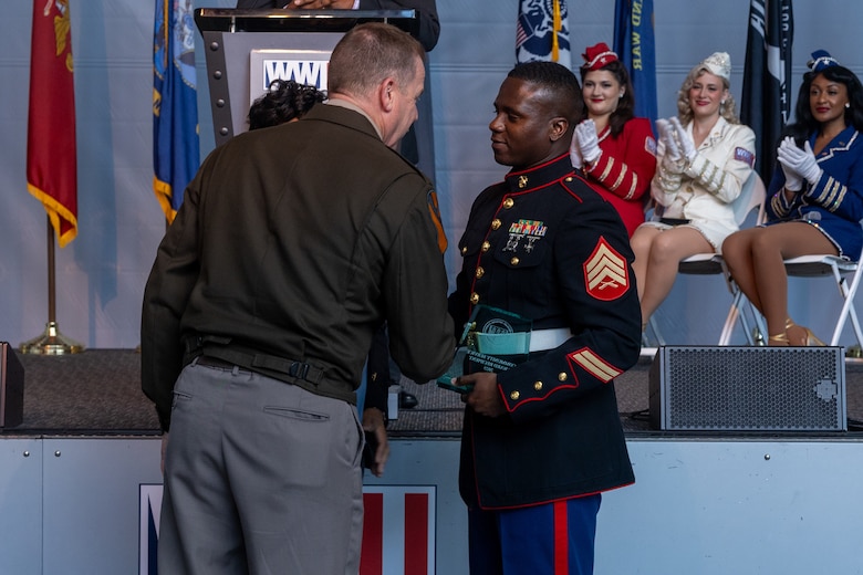 Dedication to Service: Marine Forces Reserve and Marine Forces South color sergeant is awarded by New Orleans mayor
