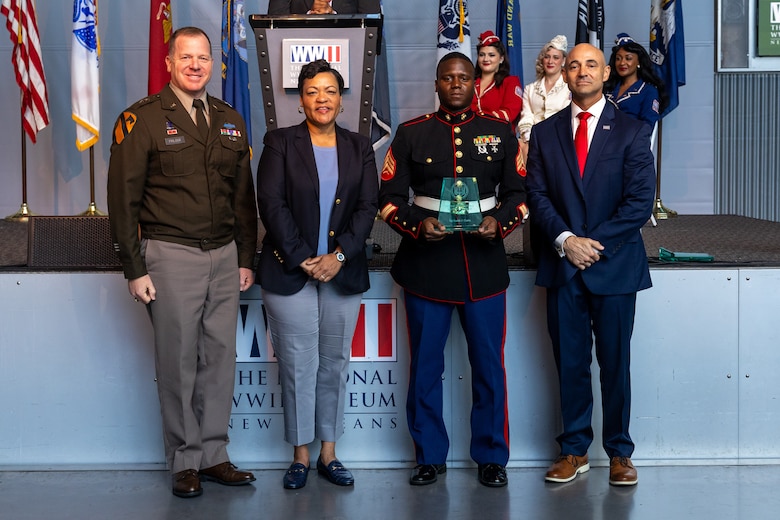 Dedication to Service: Marine Forces Reserve and Marine Forces South color sergeant is awarded by New Orleans mayor