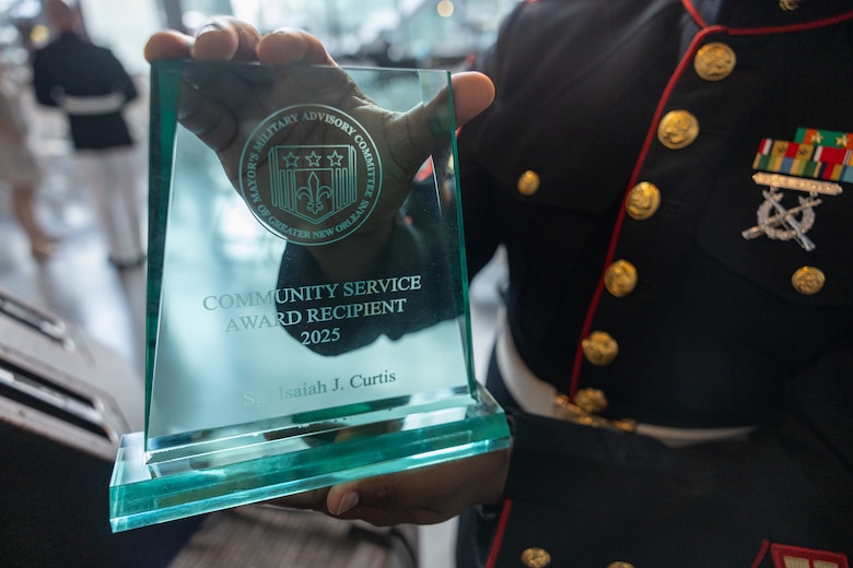 Dedication to Service: Marine Forces Reserve and Marine Forces South color sergeant is awarded by New Orleans mayor