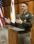 Newly commissioned 2nd Lt. Thomas Luca II thanks family, friends, and fellow Soldiers for their support, leadership, and mentorship throughout his military service during a commissioning ceremony May 17 at the Illinois Military Academy, Camp Lincoln, Springfield.