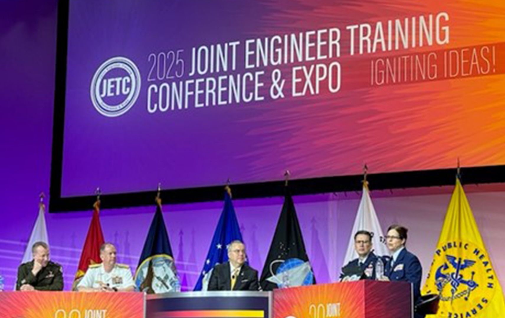 Rear Adm. Amy B. Grable discusses Force Design 2028 at the Society of American Military Engineers (SAME) Joint Engineer Training Conference, JETC in Louisville, KY on May 14, 2025. Grable and Coast Guard leadership shared updates on the Coast Guard’s evolving mission landscape and looked to build industry partnerships to assist in the modernization of the Service at the 3-day event.