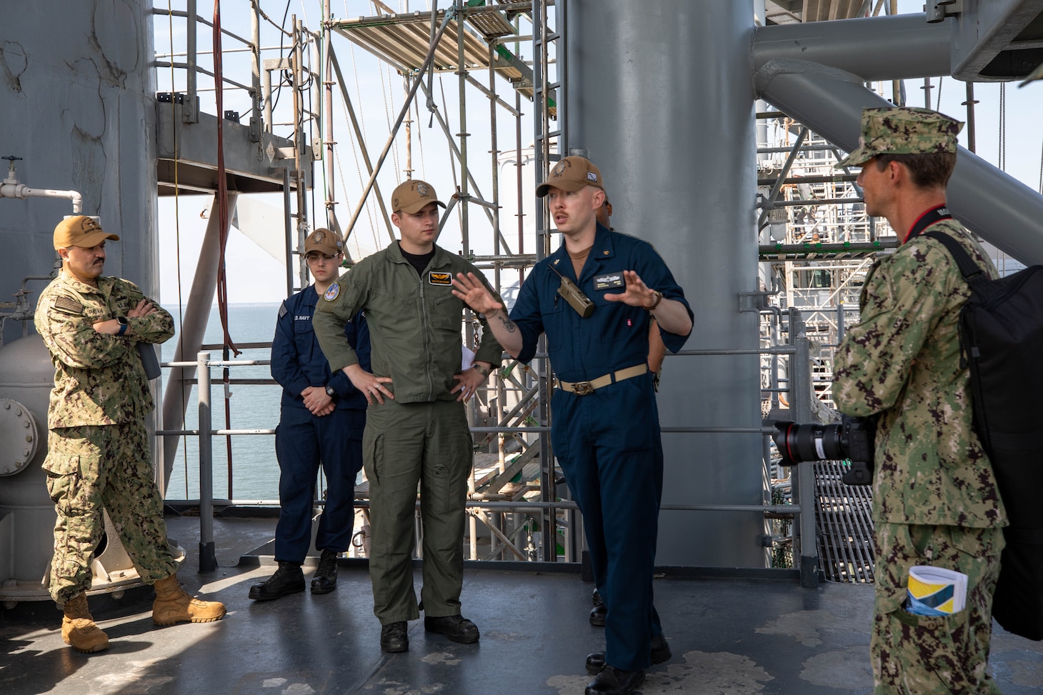 250502-N-FF404-1034 NORFOLK (May 02, 2025) – Chief Mass Communication Specialist Gabriel Bevan, assigned to the Wasp-class amphibious assault ship USS Kearsarge (LHD 3), provides Operational Task Visual Information (OPTASK VI) training to Sailors assigned to Navy Reserve Public Affairs Support Element (NR NPASE) East. OPTASK VI is a “no-fail” mission designed to capture imagery and document unsafe, unprofessional, or nefarious activities by adversaries at sea, on land, or in the air. (U.S. Navy photo by Mass Communication Specialist Seaman Karis Killman / Released)