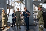 250502-N-FF404-1034 NORFOLK (May 02, 2025) – Chief Mass Communication Specialist Gabriel Bevan, assigned to the Wasp-class amphibious assault ship USS Kearsarge (LHD 3), provides Operational Task Visual Information (OPTASK VI) training to Sailors assigned to Navy Reserve Public Affairs Support Element (NR NPASE) East. OPTASK VI is a “no-fail” mission designed to capture imagery and document unsafe, unprofessional, or nefarious activities by adversaries at sea, on land, or in the air. (U.S. Navy photo by Mass Communication Specialist Seaman Karis Killman / Released)