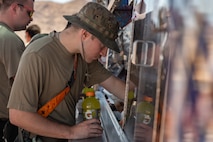 Airmen getting food