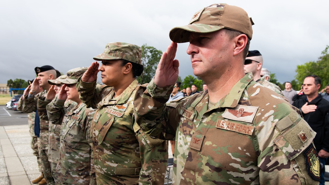 Leadership salute during national anthem