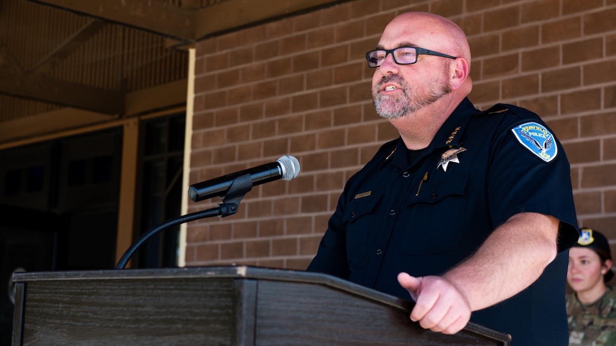 Police chief speaks during ceremony