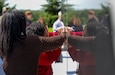 Kennedi Trowell, niece of U.S. Air Force Maj. Latonia Trowell, makes an etching of her aunt’s name after the Memorial Day remembrance ceremony that was held at the Kentucky National Guard Memorial at Boone National Guard Center in Frankfort, Kentucky, May 26, 2025.