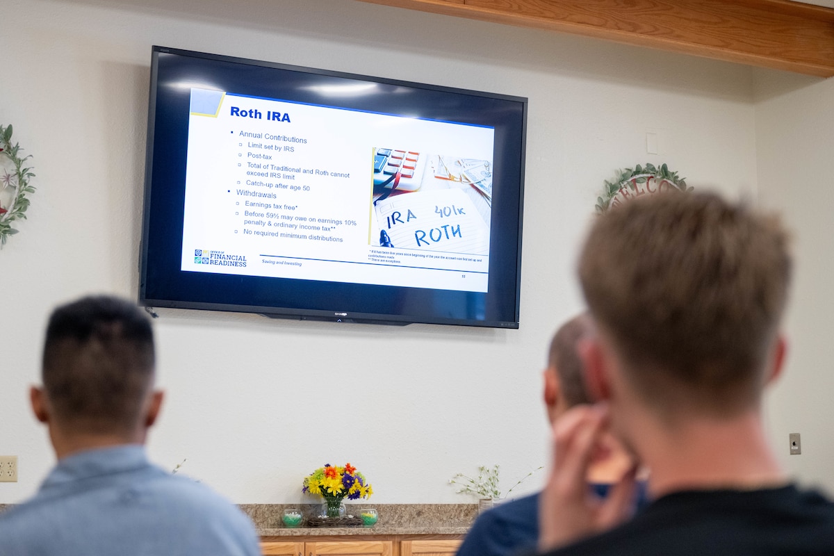Airmen attend a briefing during an Airmen 4 Life meeting.
