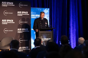 A Space General talks to a crowd