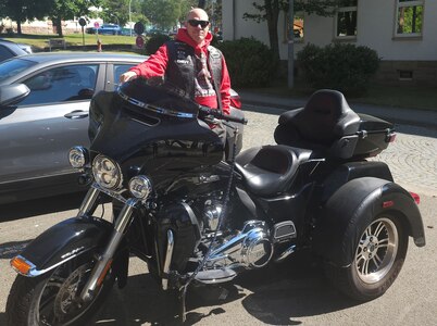 Safety starts with me – “When I ride with other riders, I prefer the staggered riding style to allow separation for an emergency move or motorcycle malfunction that may occur. With that, I ask that all drivers pay attention to their surroundings and look out for motorcycles,” said James Charette, the director of Logistics Readiness Center Rheinland-Pfalz. (U.S. Army courtesy photo)