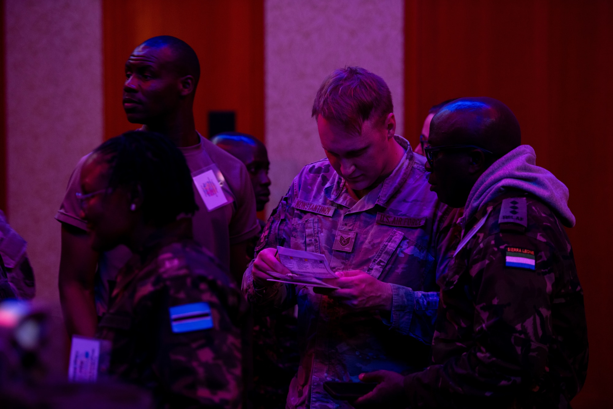 U.S. Air Force Master Sgt. Rebecca Long, 48th Medical Group aerospace medical service functional manager, participates in a virtual reality exercise at the European-African Military Nursing Exchange conference in Garmisch-Partenkirchen, Germany, May 22, 2025. The EAMNE included simulated and virtual reality exercises to strengthen critical hands-on skills. (U.S. Air Force photo by Airman 1st Class Jason Jones Jr.)