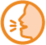 An icon of a person speaking with speech lines to represent the words they say.