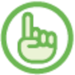 An icon of a finger pointing upward.