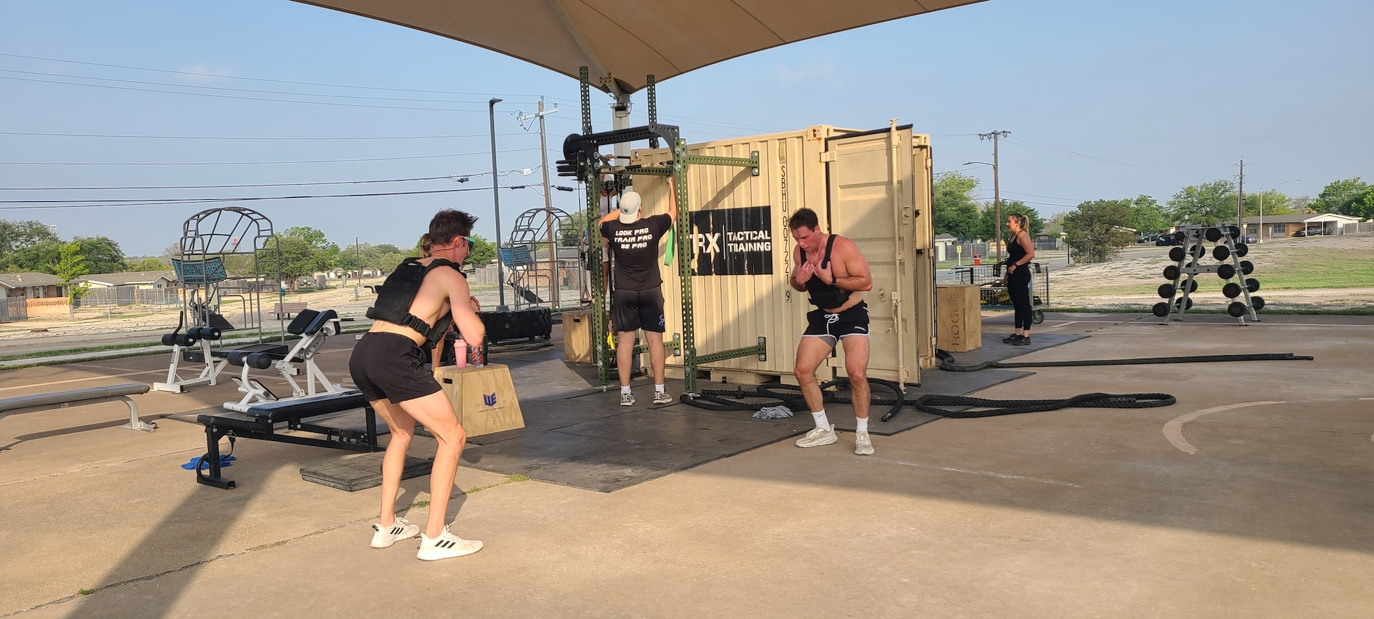 U.S Air Force Service members participate in the Murph Hero Workout at Laughlin Air Force Base, Texas, May 23, 2025. The workout honors Lt. Michael Murphy, a Navy SEAL who was killed in action in Afghanistan in 2005. (Courtesy photo)