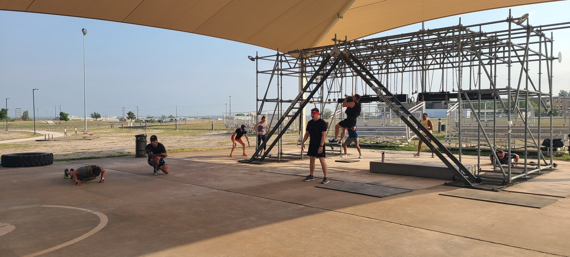 U.S Air Force service members and families participate in the Murph Hero Workout at Laughlin Air Force Base, Texas, May 23, 2025. Monthly Hero Workouts seek to build esprit de corps through competition and are open to all wing personnel. (Courtesy photo)