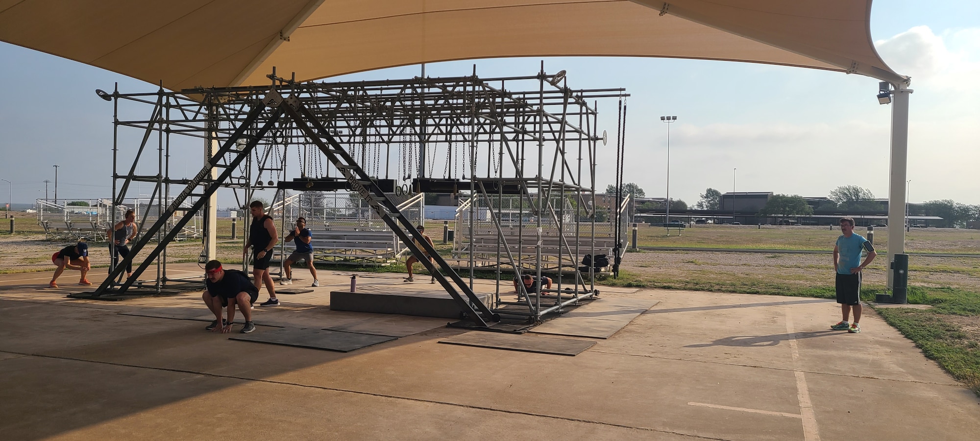U.S Air Force service members and families participate in the Murph Hero Workout at Laughlin Air Force Base, Texas, May 23, 2025. The workout honors Lt. Michael Murphy, a Navy SEAL who was killed in action in Afghanistan in 2005. (Courtesy photo)