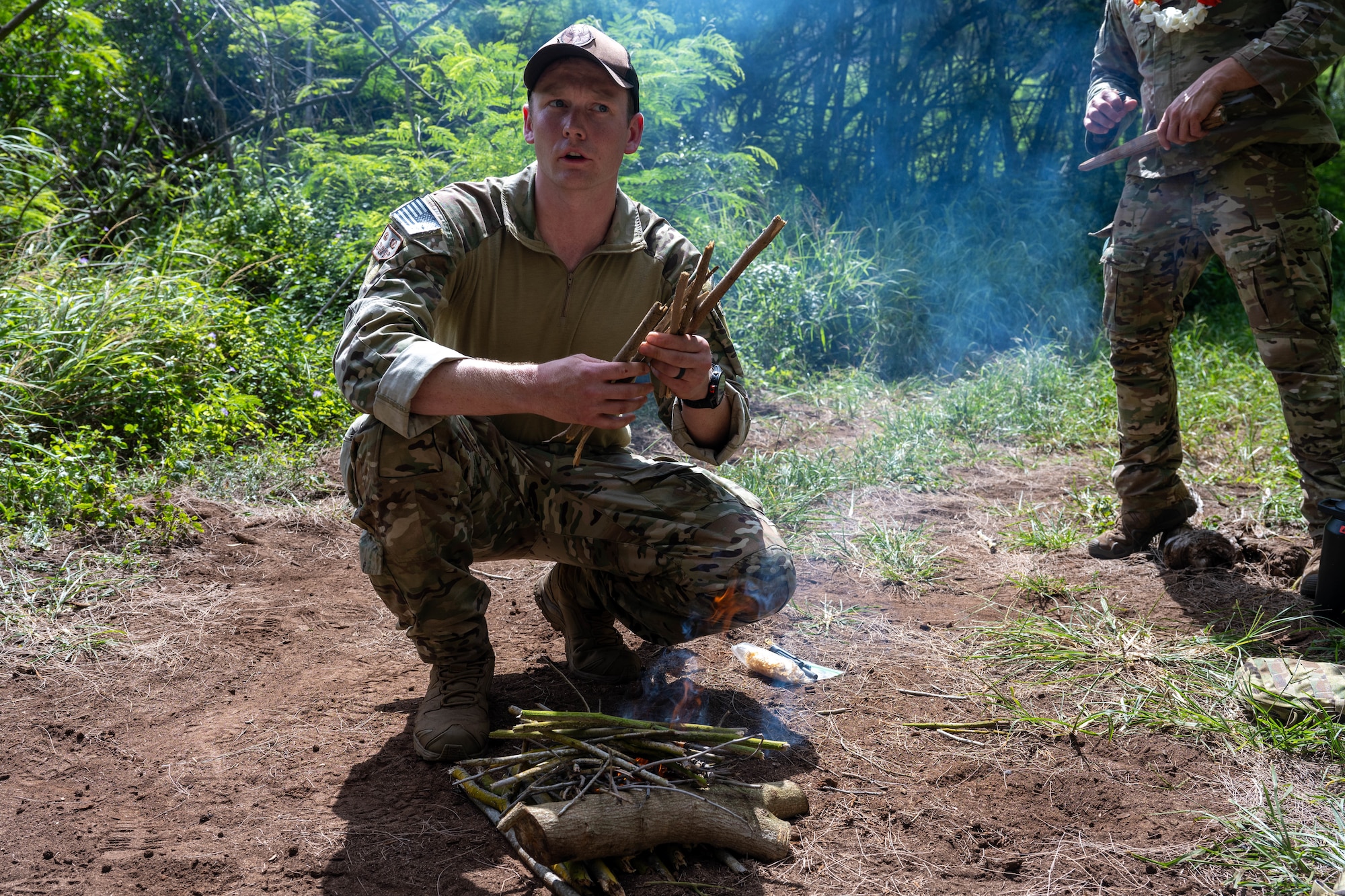 A U.S. Air Force Airman teaches pilots how to create fire in the wild.