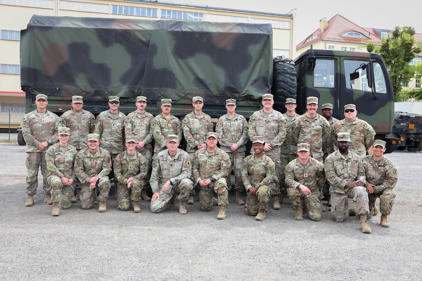 Soldiers from the 138th Operational Fires Command integrate with 41st Field Artillery Brigade and U.S. Army V Corps during Command Post Exercise hosted in both Fort Knox, Kentucky, and Camp Kosciusko, Poland, early May 2025.