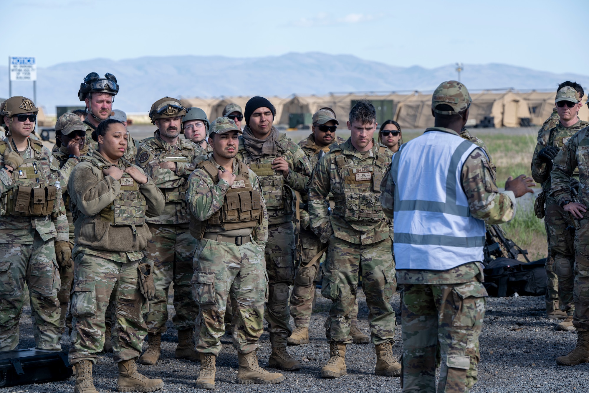 Airmen listen to speaker