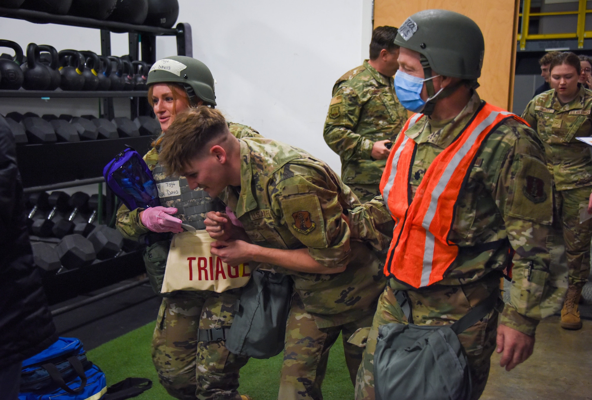 Photos of a medical exercise.