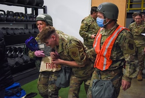 Photos of a medical exercise.