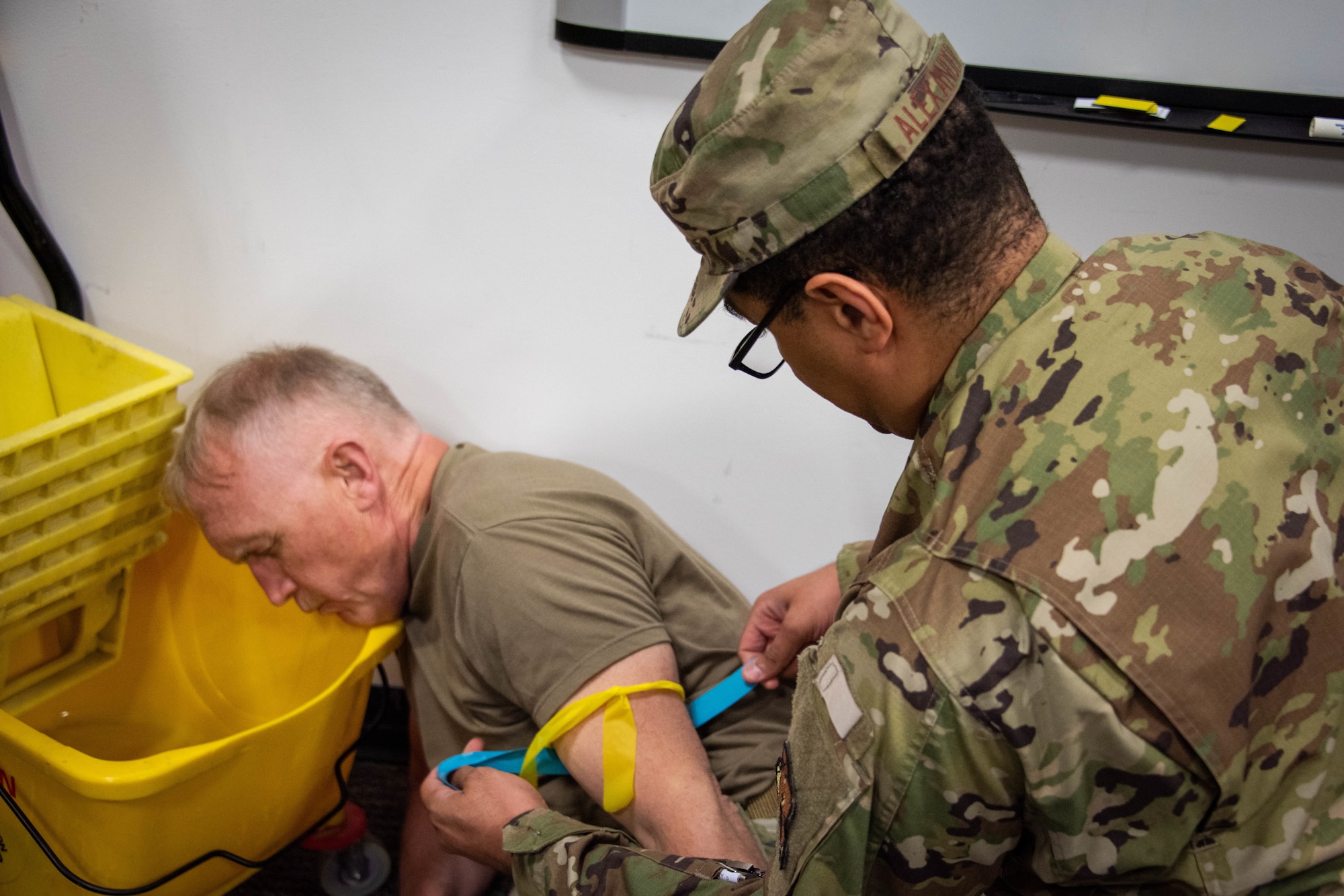 Photos of a medical exercise.