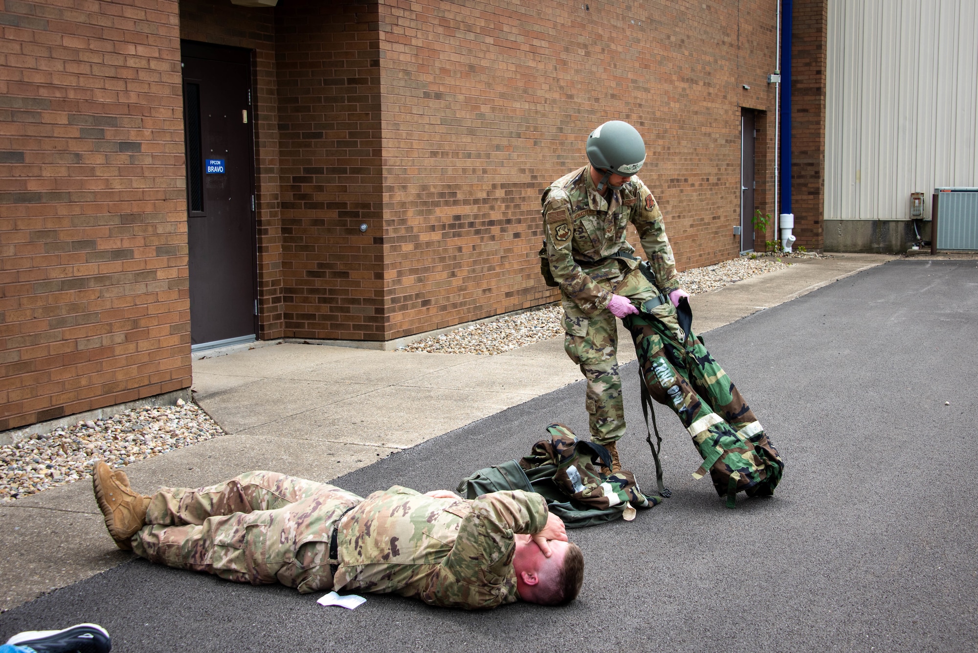 Photos of a medical exercise.