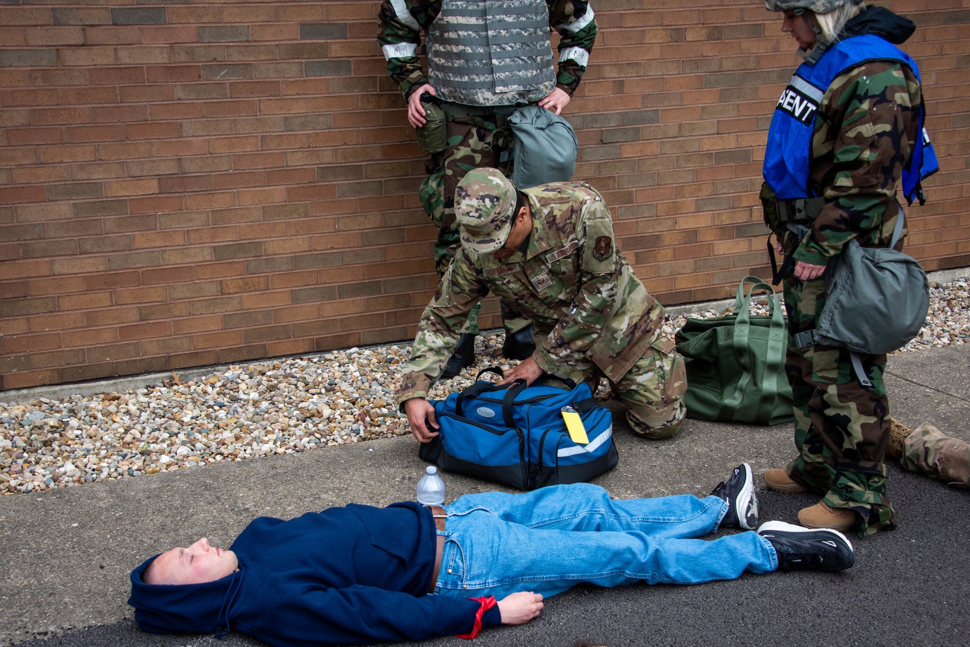 Photos of a medical exercise.