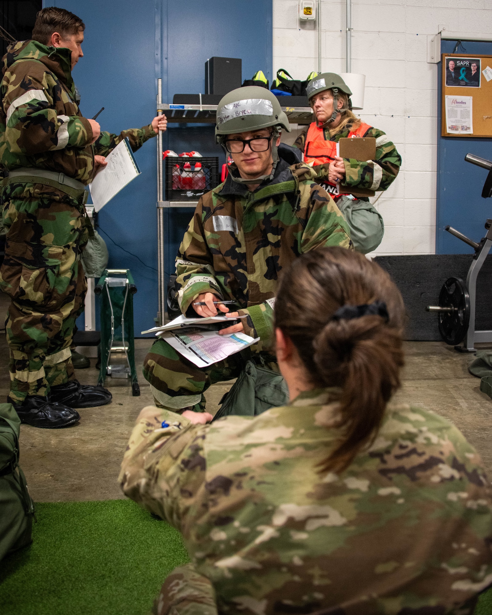 Photos of a medical exercise.