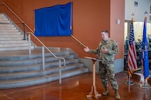 Man gives a speech.