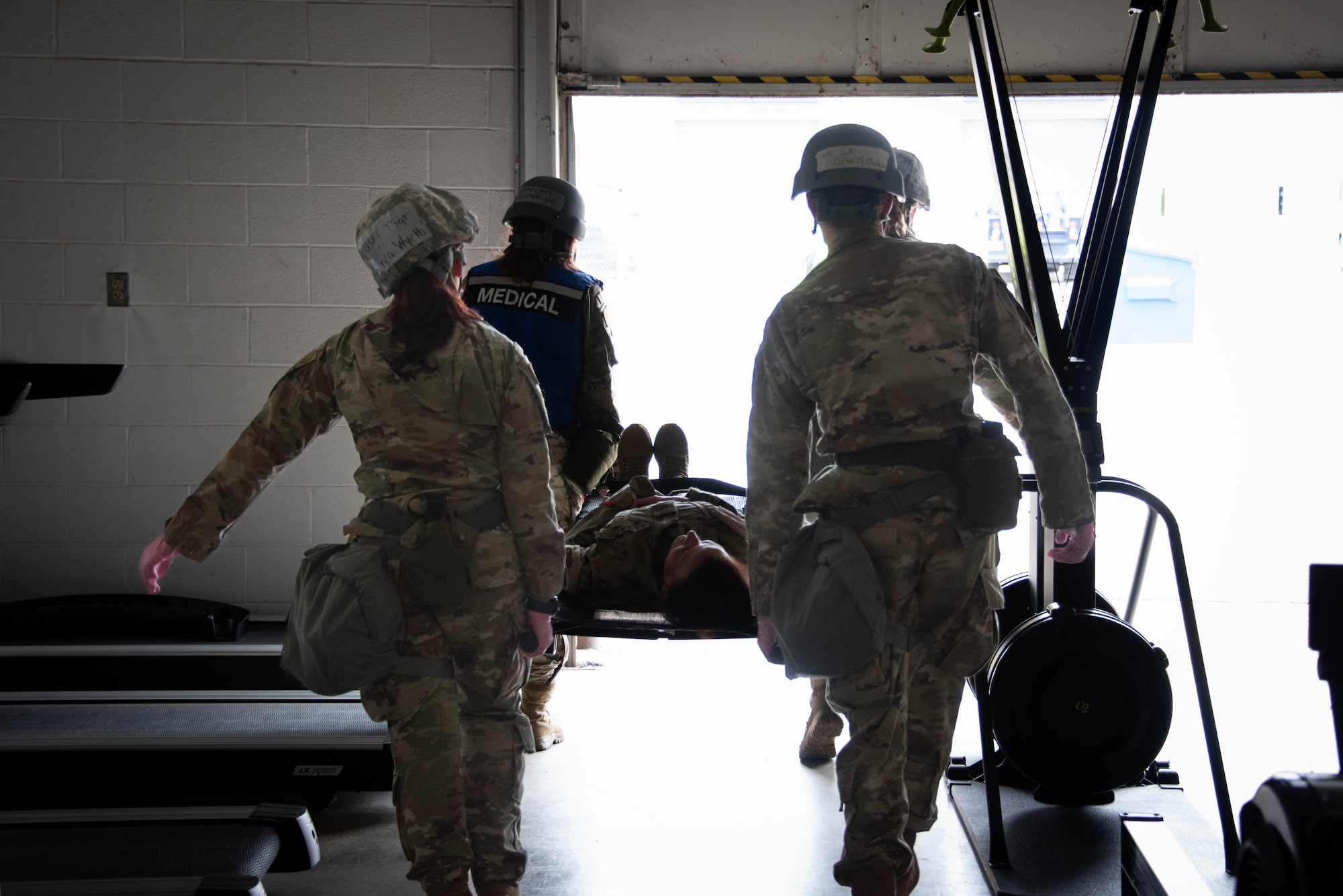 Photos of a medical exercise.