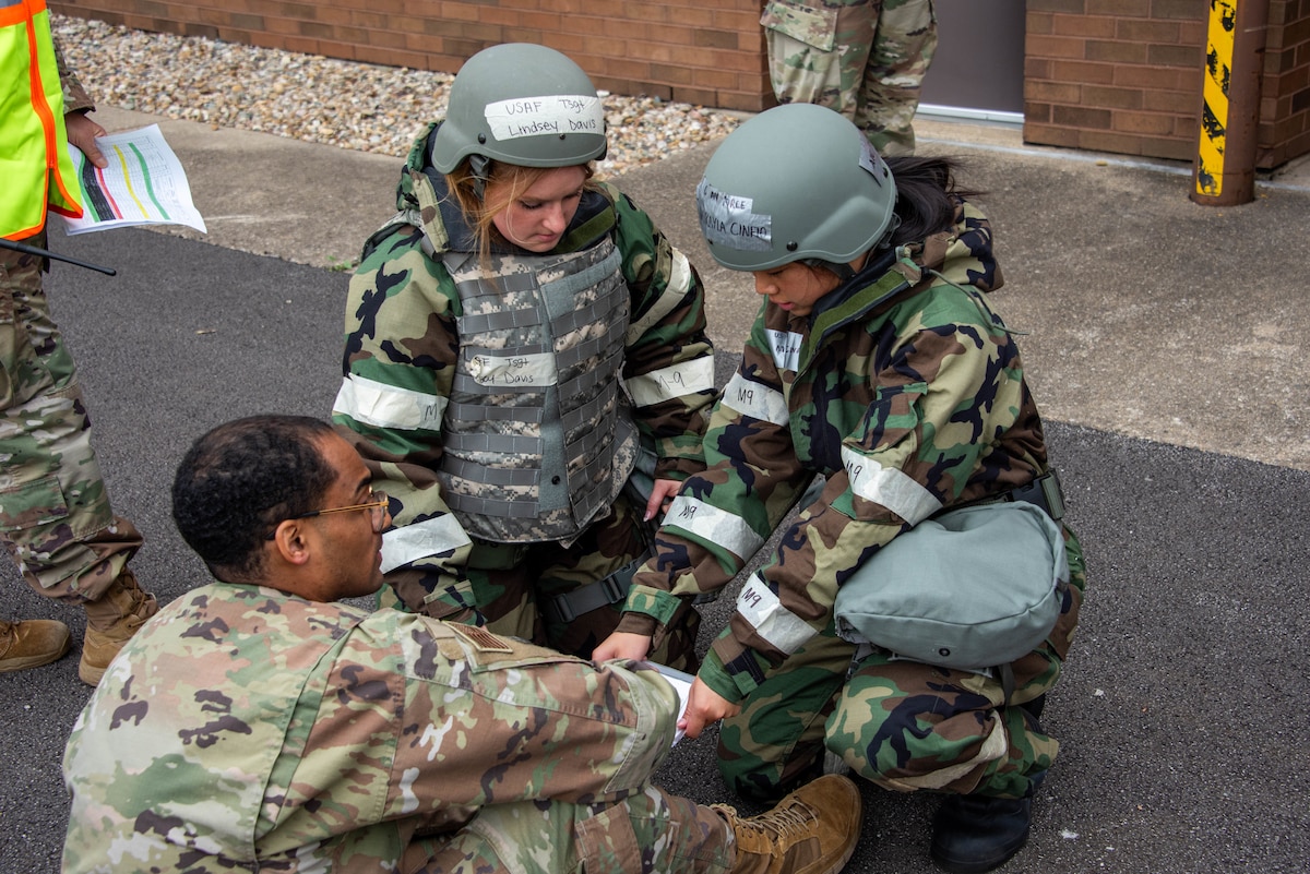 Photos of a medical exercise.