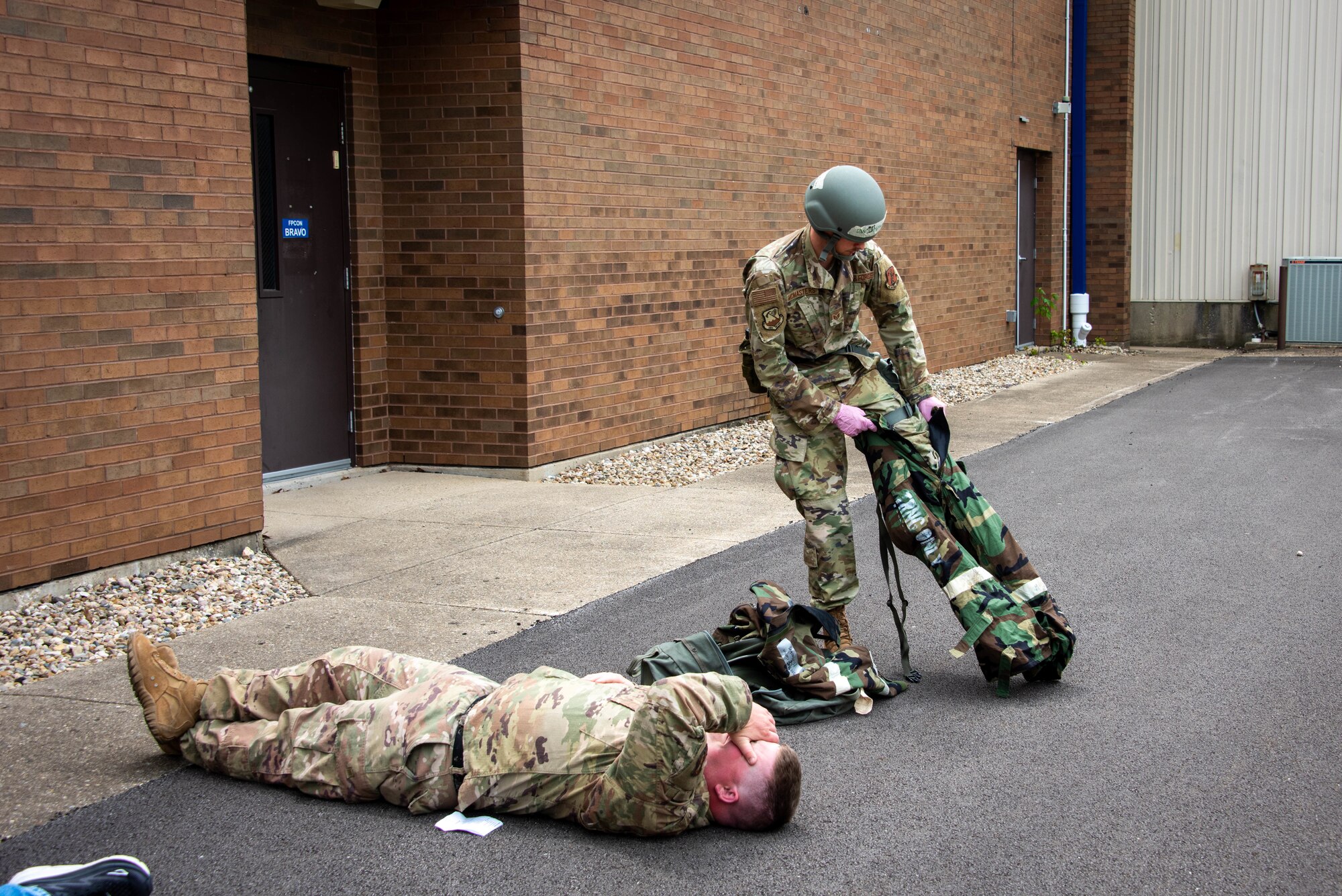Photos of a medical exercise.