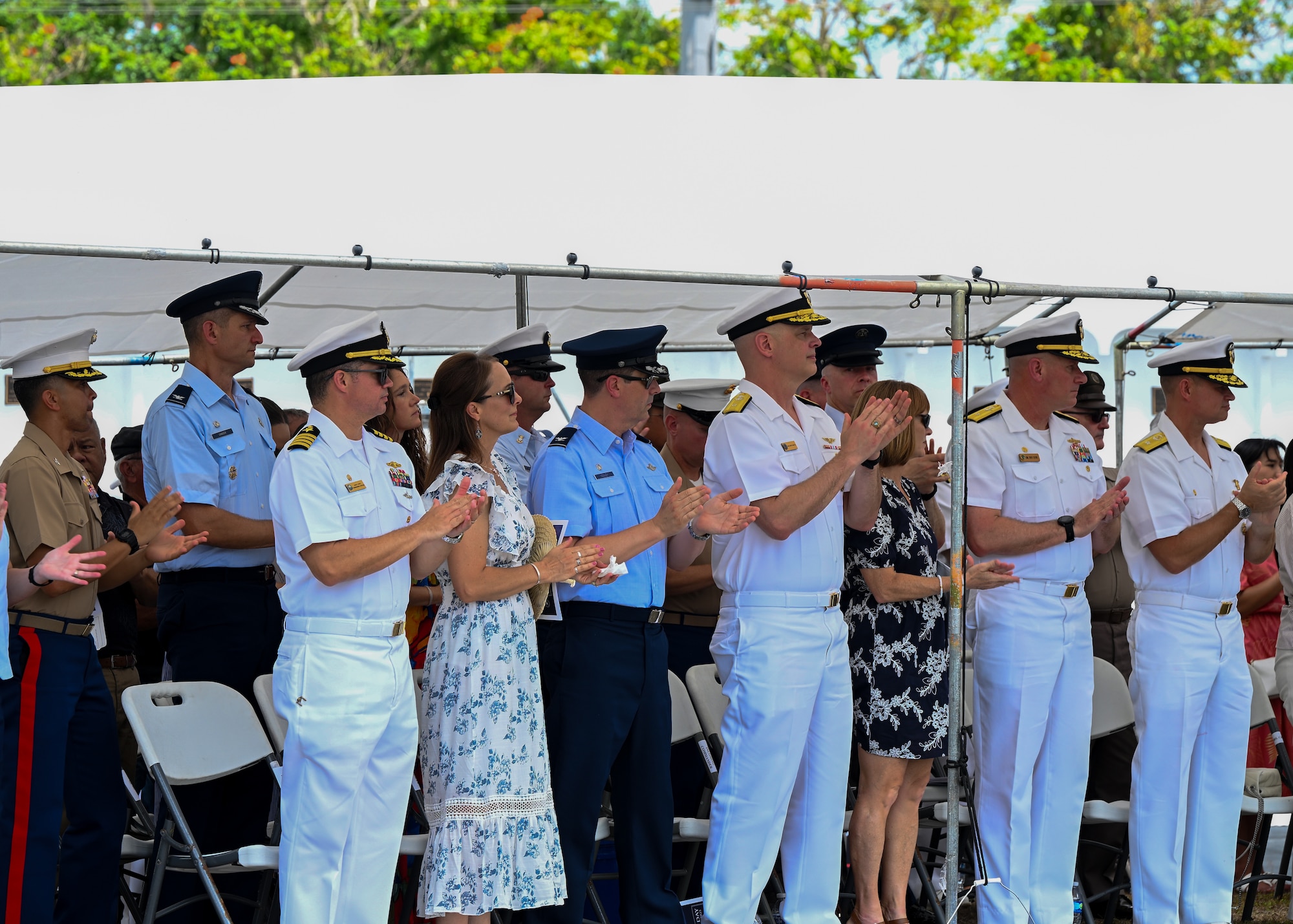 The laying of the wreath is to commemorate the fallen military members and Chamorros who fought during WWII. (U.S. Air Force photo by Senior Airman Audree Campbell)