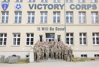 Soldiers from the 138th Operational Fires Command integrate with 41st Field Artillery Brigade and U.S. Army V Corps during Command Post Exercise hosted in both Fort Knox, Kentucky, and Camp Kosciusko, Poland, early May 2025.